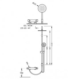 Душевая стойка Tres Eco-Term термостатическая c верхним и ручным душем хром 190385