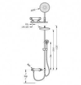 Душевая стойка Tres Eco-Term термостатическая c верхним и ручным душем хром 190388