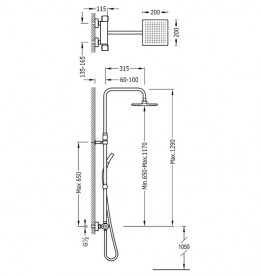 Душевая стойка Tres Flat-Tres термостатическая c верхним и ручным душем хром 20438704