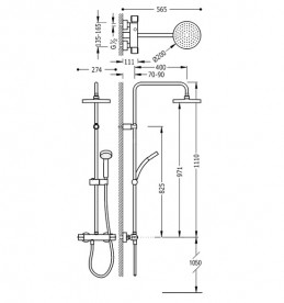 Душевая стойка Tres Flat-Tres термостатическая c верхним и ручным душем хром 20438701