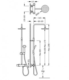 Душевая стойка Tres Flat-Tres термостатическая c верхним и ручным душем хром 20438703