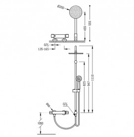 Душевая стойка Tres Flat-Tres термостатическая c верхним и ручным душем хром 20438501