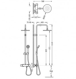 Душова стійка Tres Lex термостатична з верхнім і ручним душем хром 181386