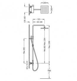 Душевая стойка Tres Lex-Tres со смесителем верхним и ручным душем хром 08119701