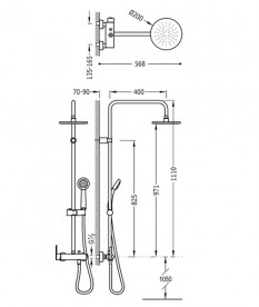 Душевая стойка Tres Lex-Tres со смесителем верхним и ручным душем хром 081192