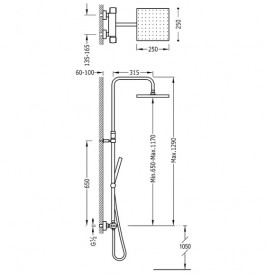 Душевая стойка Tres Lex-Tres термостатическая c верхним и ручным душем хром 190213