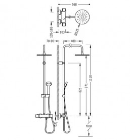 Душова стійка Tres Lex-Tres термостатична з верхнім і ручним душем хром 181385