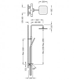  	Душевая стойка Tres Loft-Tres термостатическая с каскадным изливом 20031201