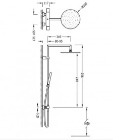 Душова стійка Tres Max-Tres термостатична з верхнім і ручним душем хром 06139301