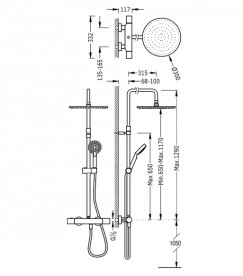 Душевая стойка Tres Max-Tres термостатическая c верхним и ручным душем хром 06121001