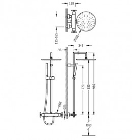 Душевая стойка Tres Max-Tres термостатическая c верхним и ручным душем хром 06339301