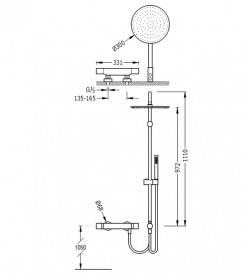 Душова стійка Tres Max-Tres термостатична з верхнім і ручним душем хром 06138501