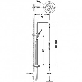 Душевая стойка Tres Over-wall Ø 300 мм с душевым гарнитуром матовое розовое золото 19063502OPM