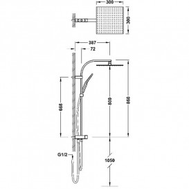 Душевая стойка Tres Over-wall 300х300 мм матовое золото 19063504OM