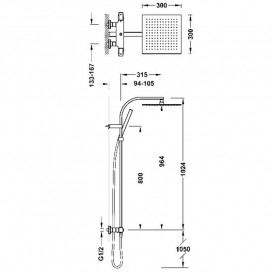 Душевая стойка Tres Over-wall с термостатом матовое золото 19039305OM
