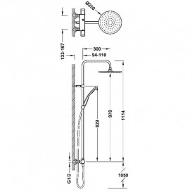 Душова стійка Tres Over-wall із термостатом матовий чорний 19039301NM