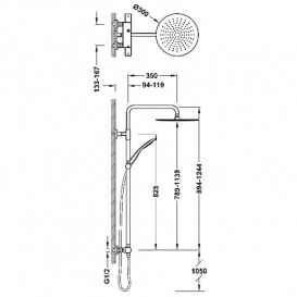 Душевая стойка Tres Over-wall с термостатом матовый черный 19038701NM