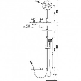 Душевая стойка Tres Over-wall с термостатом хром 19038501