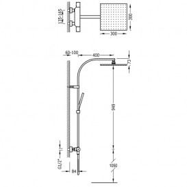 Душевая стойка Tres Project-Tres термостатическая c верхним и ручным душем хром 21139501