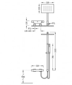 Душова стійка Tres Slim-Tres термостатичні c верхнім і ручним душем хром 20238501