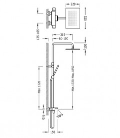 Душова стійка Tres Slim-Tres термостатичні c верхнім і ручним душем хром 20231201