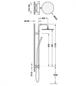 Душевая стойка Tres Study colors термостатическая сталь 26238701AC