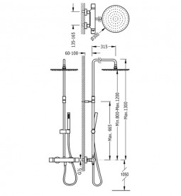 Душова стійка Tres Study-Tres термостатична з верхнім і ручним душем хром 26121001