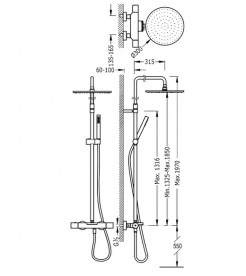 Душова стійка Tres Study-Tres термостатична з каскадним виливом хром 26231201