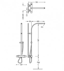 Душевая стойка Tres Tresmostatic термостатическая без душевых аксессуаров хром 00749501