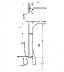 Душевая стойка Tres Tresmostatic термостатическая без душевых аксессуаров хром 20549501
