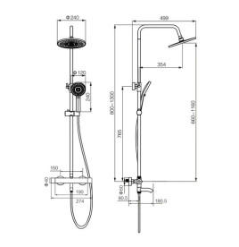 Душова стійка VBI Milano з термостатом та душовим гарнітуром матове золото VBI-050111BG