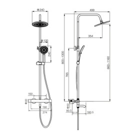 Душевая стойка VBI Milano с термостатом и душевым гарнитуром хром VBI-050111CH