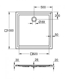Душовою акриловий піддон GROHE 100х100 квадратний білий 39300000