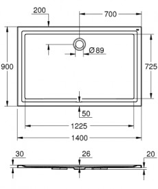 Душовою акриловий піддон Grohe 140x90 універсальний білий 39307000