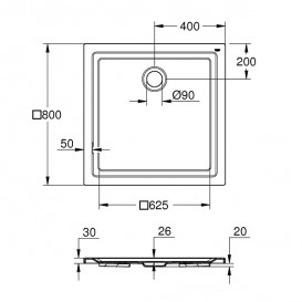Душевой акриловый поддон GROHE 80х80 квадратный белый 39302000