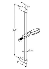 Душевой гарнитур 3S KLUDI LOGO длина штанги 600 мм держатель прозрачный пластик 6836005-00
