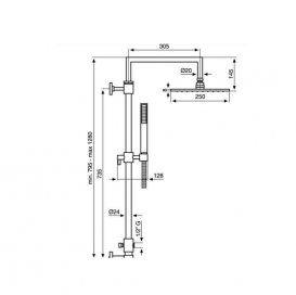 Душевой гарнитур Emmevi Quadra с верхним и ручным душем хром CO2595 I CR