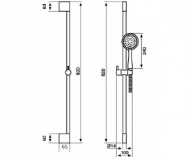 Душевой гарнитур Emmevi Nefer со штангой и ручным душем хром CO 2767