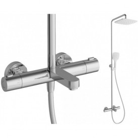 Душевой гарнитур Ravak Termo 300 TE 092.00/150 с верхним и ручным душем и термостатическим смесителем с изливом хром/белый X070098