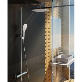 Душовий гарнітур Ravak Termo 300 TE 093.00 / 150 з верхнім і ручним душем і термостатичним змішувачем хром / білий X070099