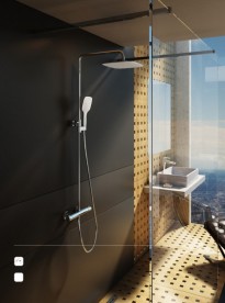 Душовий гарнітур Ravak Termo 300 TE 093.00 / 150 з верхнім і ручним душем і термостатичним змішувачем хром / білий X070099