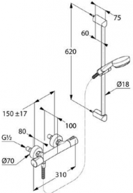 Душовий гарнітур на штанзі з термостатом KLUDI LOGO SHOWER DUO латунь / пластик хром 6857605-00