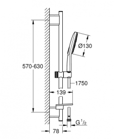 Душовий гарнітур зі штангою Grohe Rainshower Smartactive 130 3 типи струменя хром 26546000
