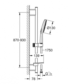 Душовий гарнітур зі штангою Grohe Rainshower Smartactive 130 3 типи струменя хром 26578000