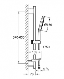 Душовий гарнітур зі штангою Grohe Rainshower Smartactive 150 3 типи струменя хром 26591000