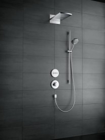 Душовий гарнітур зі штангою Hansgrohe колекція Raindance Select S EcoSmart / Unica Comfort 3jet 120 мм хром 26323000