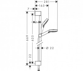 Душовий гарнітур зі штангою Hansgrohe колекція Crometta Vario EcoSmart 0 65 м хром / білий 26534400
