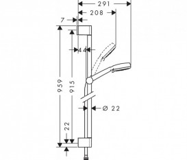 Душевой гарнитур со штангой Hansgrohe коллекция Crometta 100 Multi EcoSmart 0.90 м хром/белый 26659400