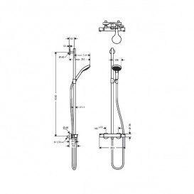 Душевой гарнитур со штангой Hansgrohe Croma Select S SemiPipe Multi EcoSmart 0.9 м с термостатом хром/белый 27249400