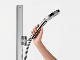 Душовий гарнітур зі штангою Hansgrohe колекція Raindance Select S 120 3jet 150 см і мильницею хром / білий 27646400